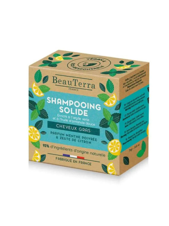 Beauterra Shampooing Solide Menthe et Zeste de Citron 75g