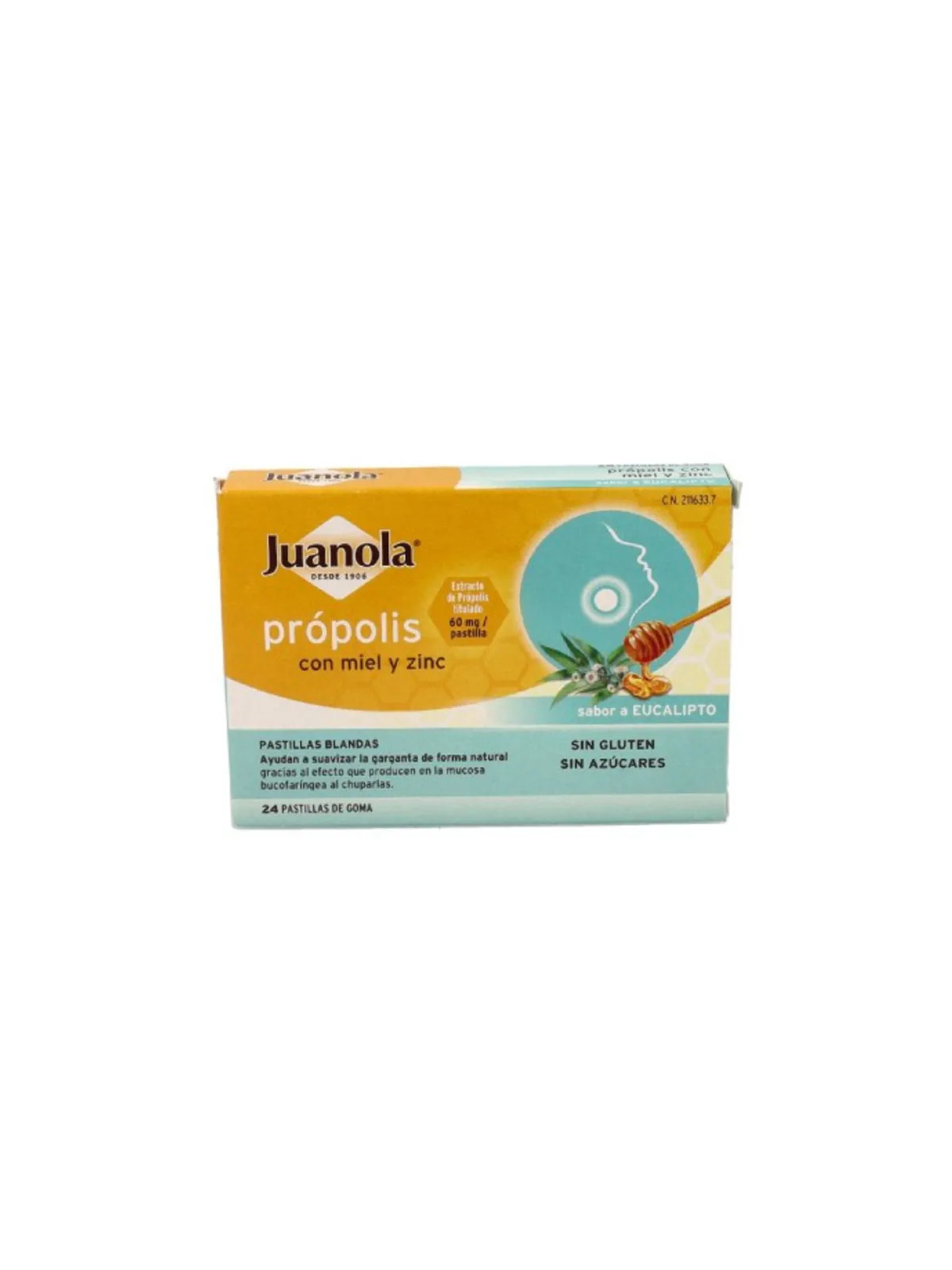 Juanola Propolis Miel et Zinc 24 Pastilles Gélifiées Saveur Eucalyptus