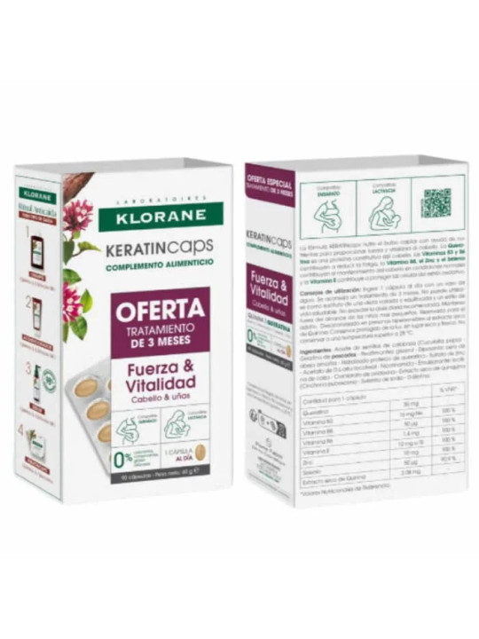 Klorane KeratinCaps Force et Vitalité 3x30 Gélules