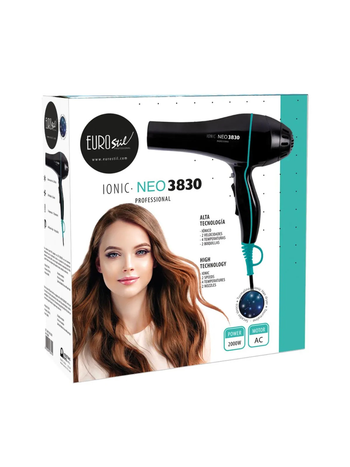 Eurostil Ionic Neo 3830 Sèche-Cheveux Professionnel avec Tourmaline 2000W 1 unité