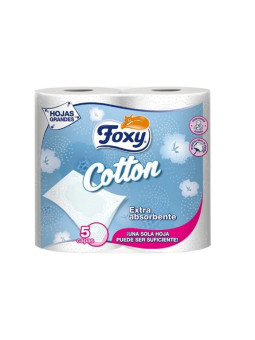 Foxy Cotton Papier Toilette 5 Couches 4 Rouleaux