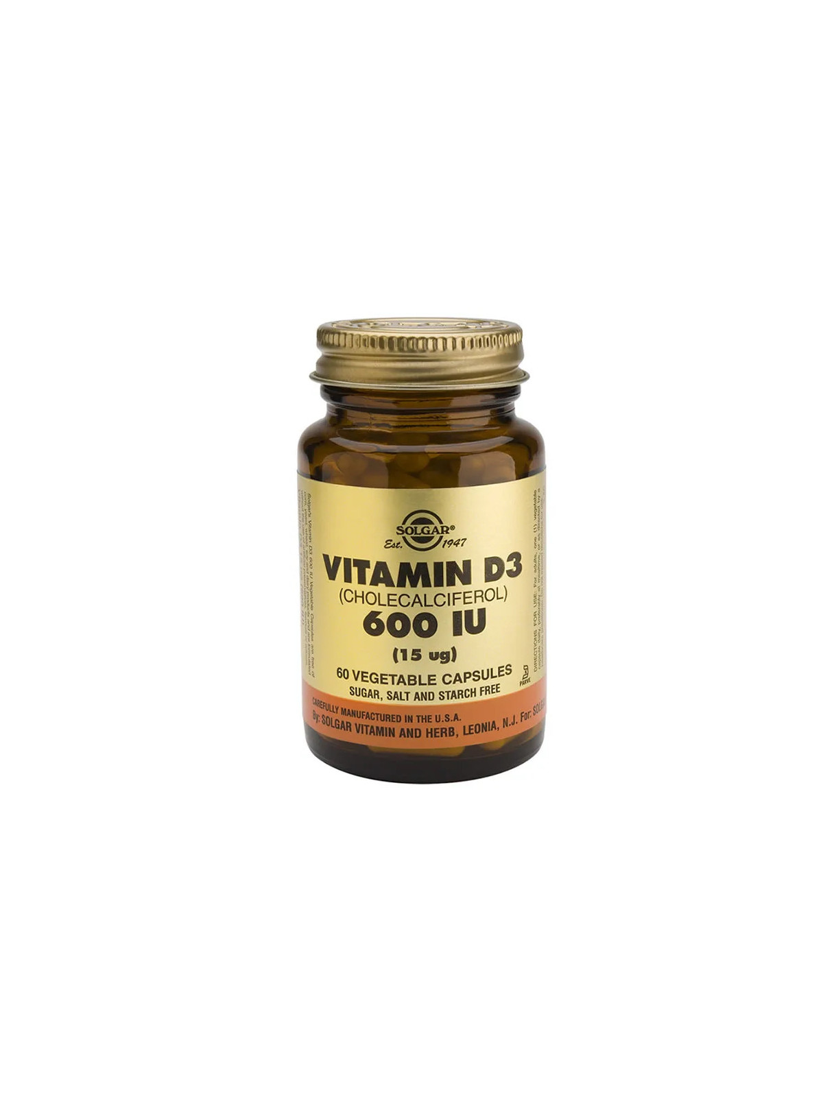 Solgar Vitamine D3 600UI 15µg 60 Gélules