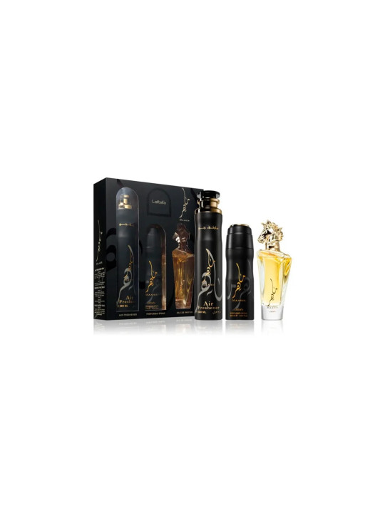 Lattafa Maahir Coffret Eau De Parfum 100ml + Déodorant 200ml + Spray D'Ambiance 300ml