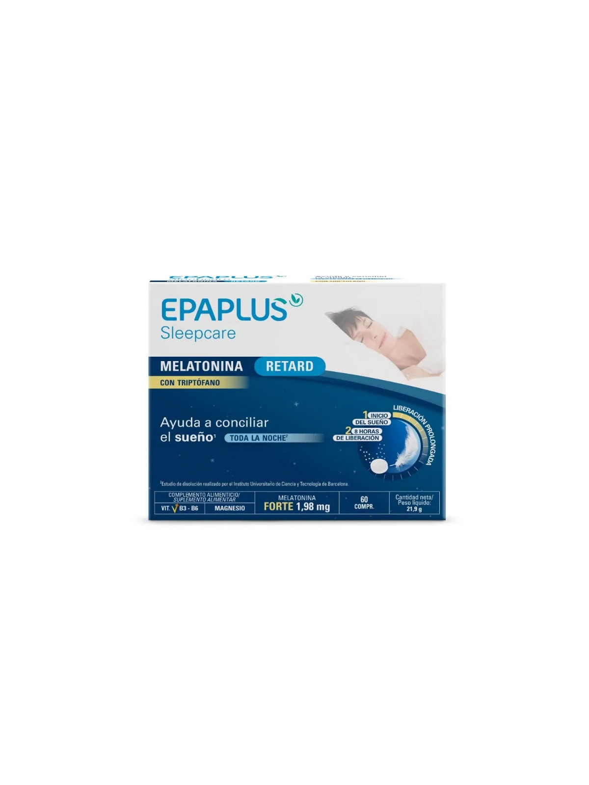 Epaplus Sleepcare Retard du Sommeil Mélatonine + Tryptophane 60 Comprimés