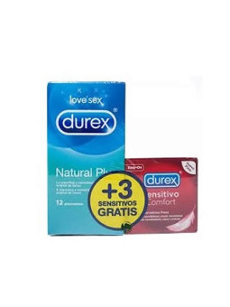 Durex Love Sex Natural Plus 12 Préservatifs + 3 Préservatifs Sensitive