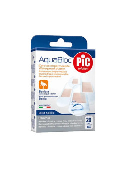 Pic Solution Aquabloc Pansements Adhésifs Bactéricides Waterproof 20 Pcs Assortiment