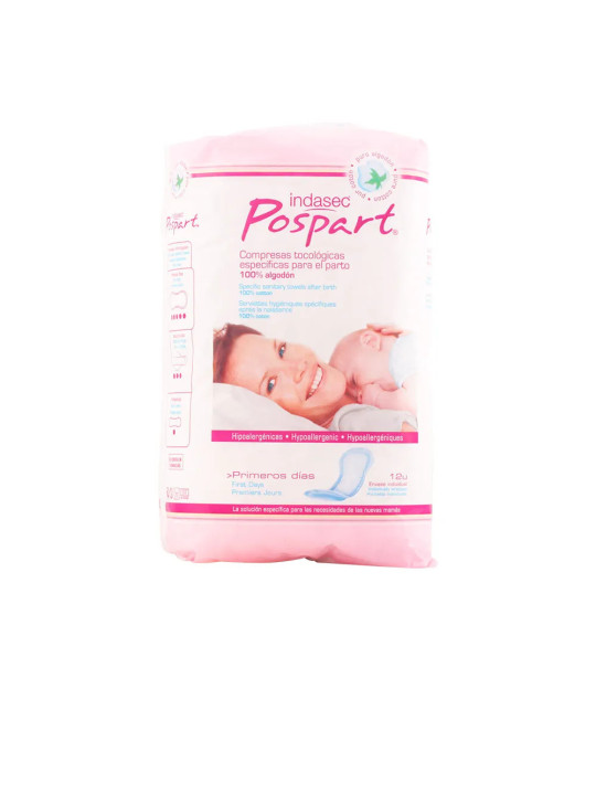 Indasec Postpartum Compresses Tocologiques 100% Coton 12 Unités