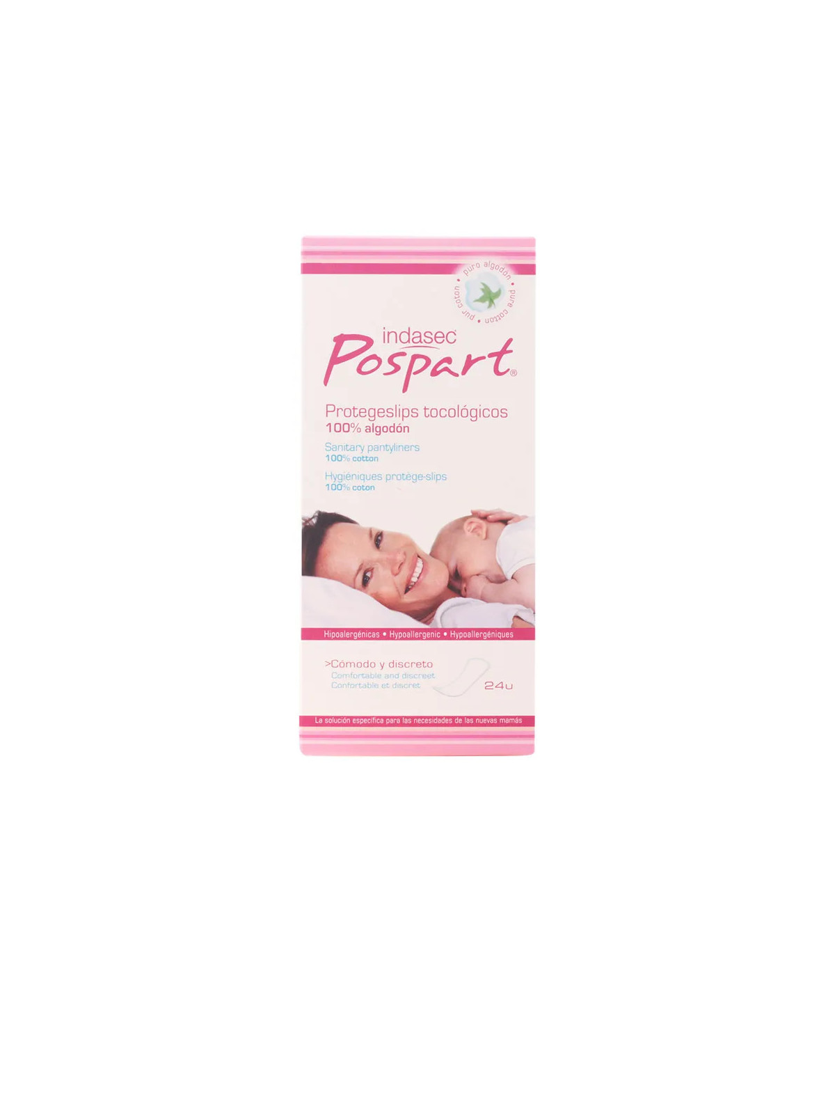 Indasec Postpartum Protège-Slips Tocologiques 100% Coton 24 Unités