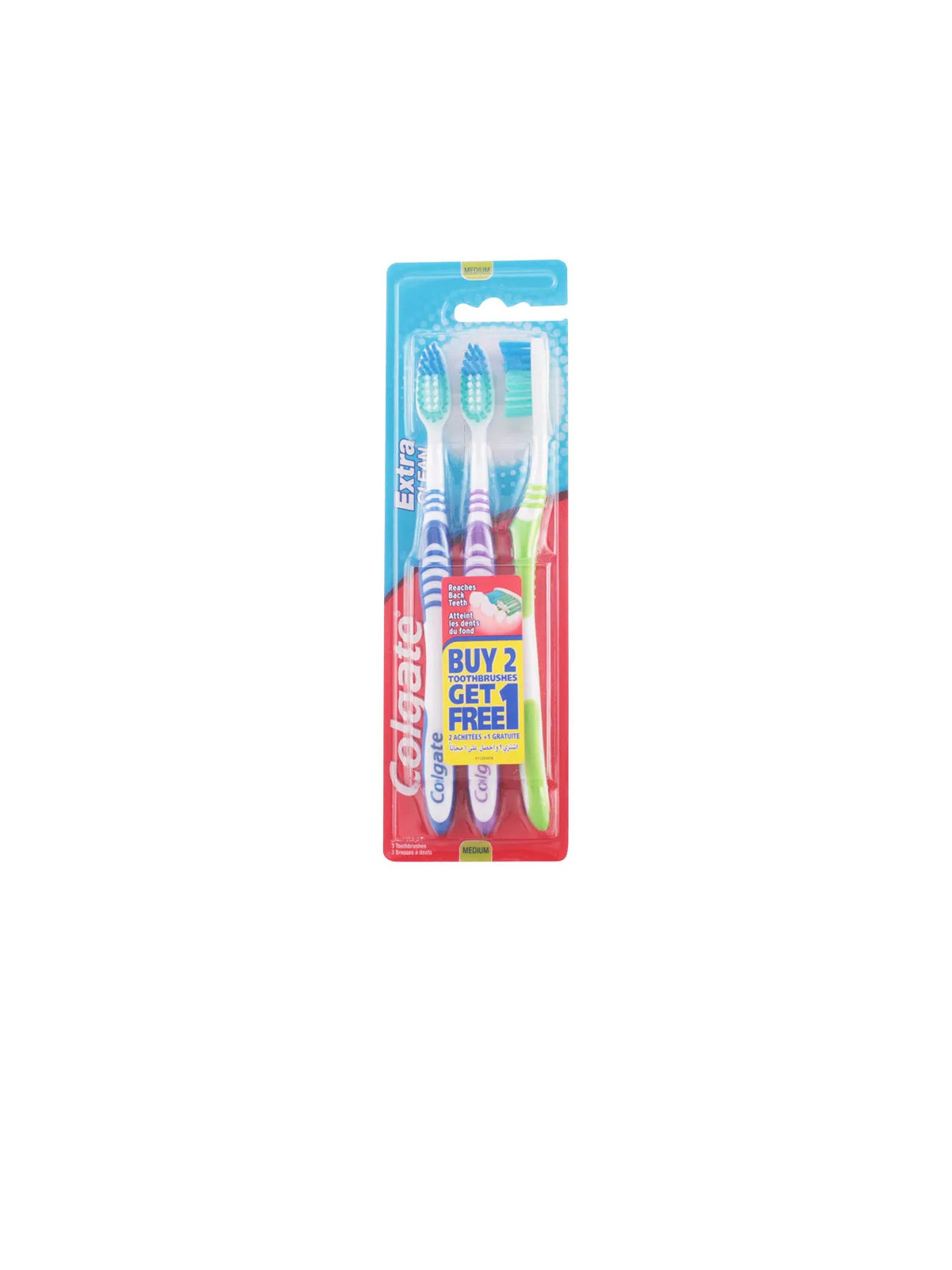Colgate Extra Clean Medium Brosse À Dents 3 Unités