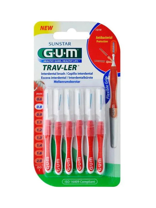 GUM Trav-Ler Brossette Interdentaire 0,8mm 6 Unités