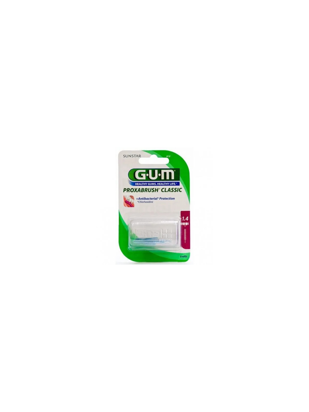 GUM Proxabrush Recharges Brossettes Cylindriques à la Chlorhexidine 6 Unités