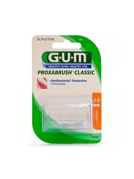 GUM Proxabrush Classic Brossettes Interdentaires Chlorhexidine 0,9mm 8 Unités