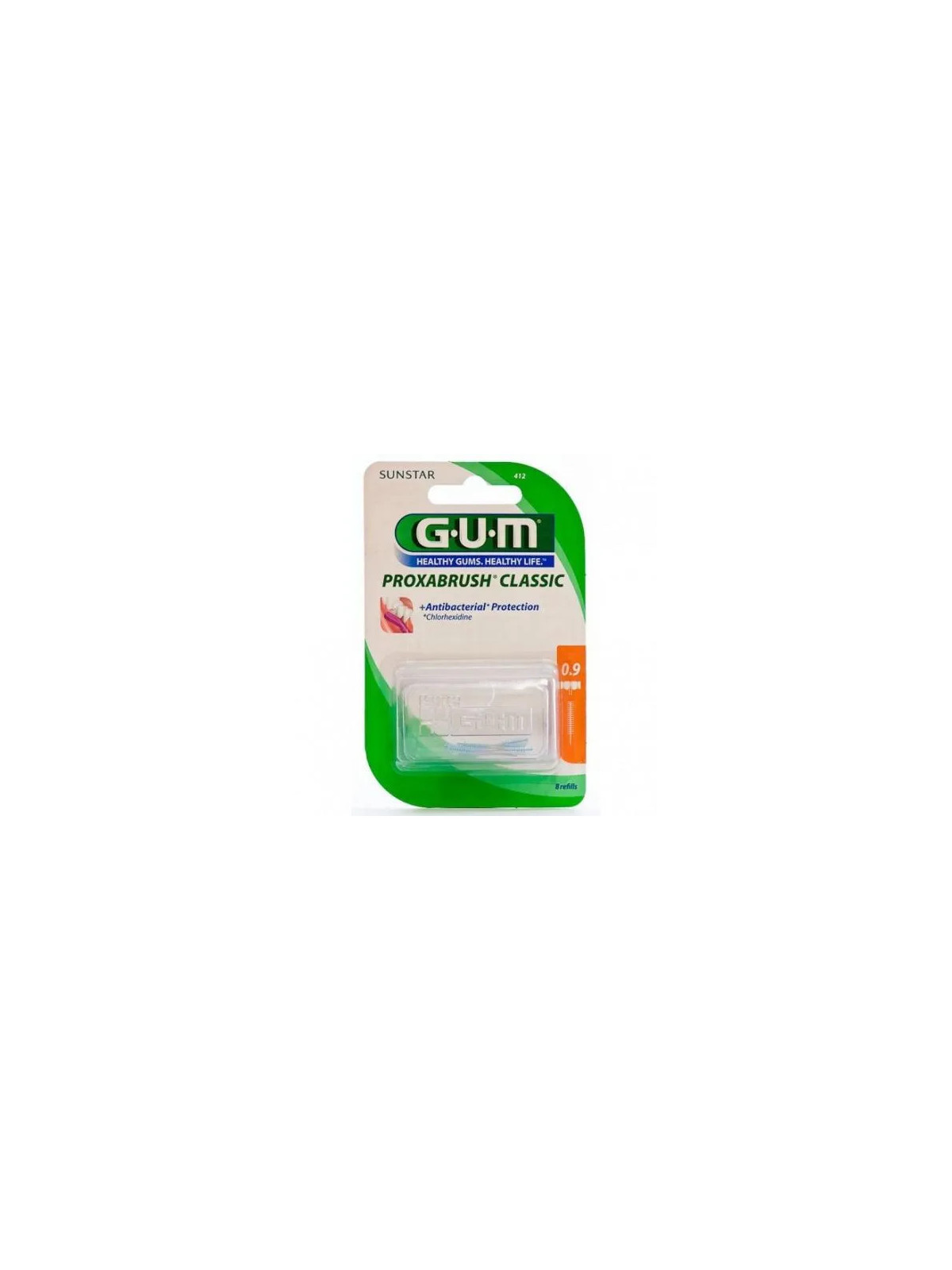 GUM Proxabrush Classic Brossettes Interdentaires Chlorhexidine 0,9mm 8 Unités
