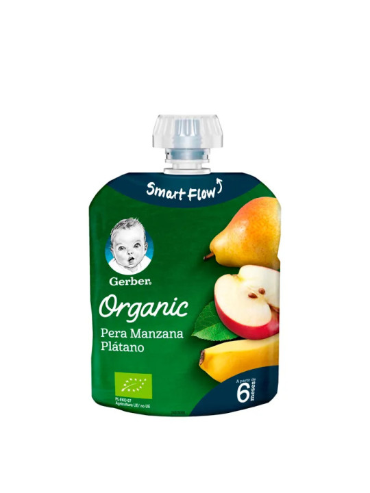 GERBER Organic Poire Pomme et Banane Gourde 90g