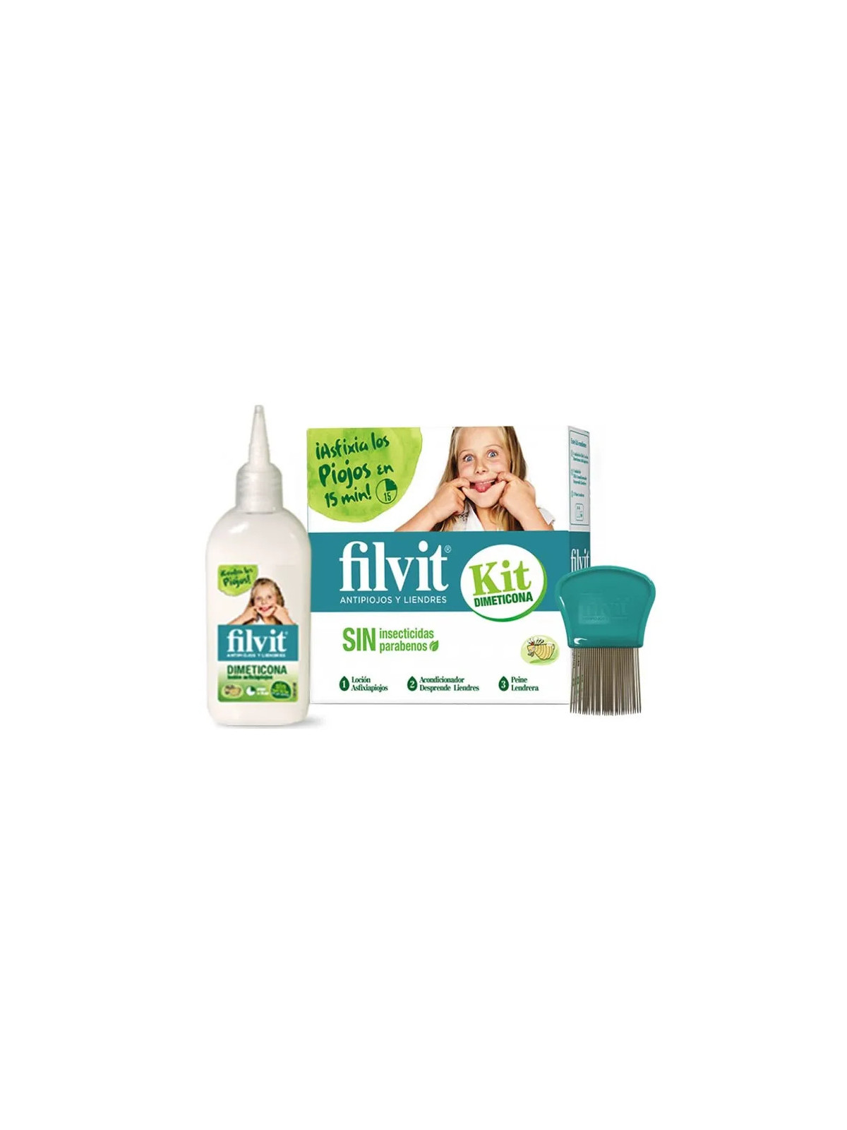 Filvit Dimeticona Anti-Poux Lotion 125ml Coffret 3 Produits