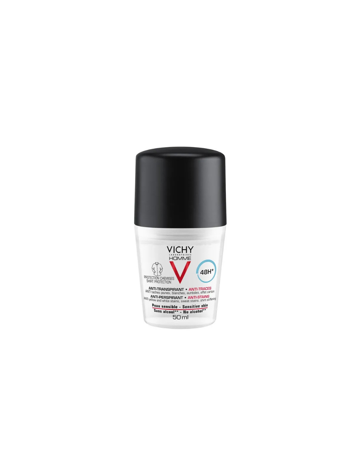 Vichy Homme Déodorant Anti-Transpirant Anti-Traces Peau Sensible 50ml