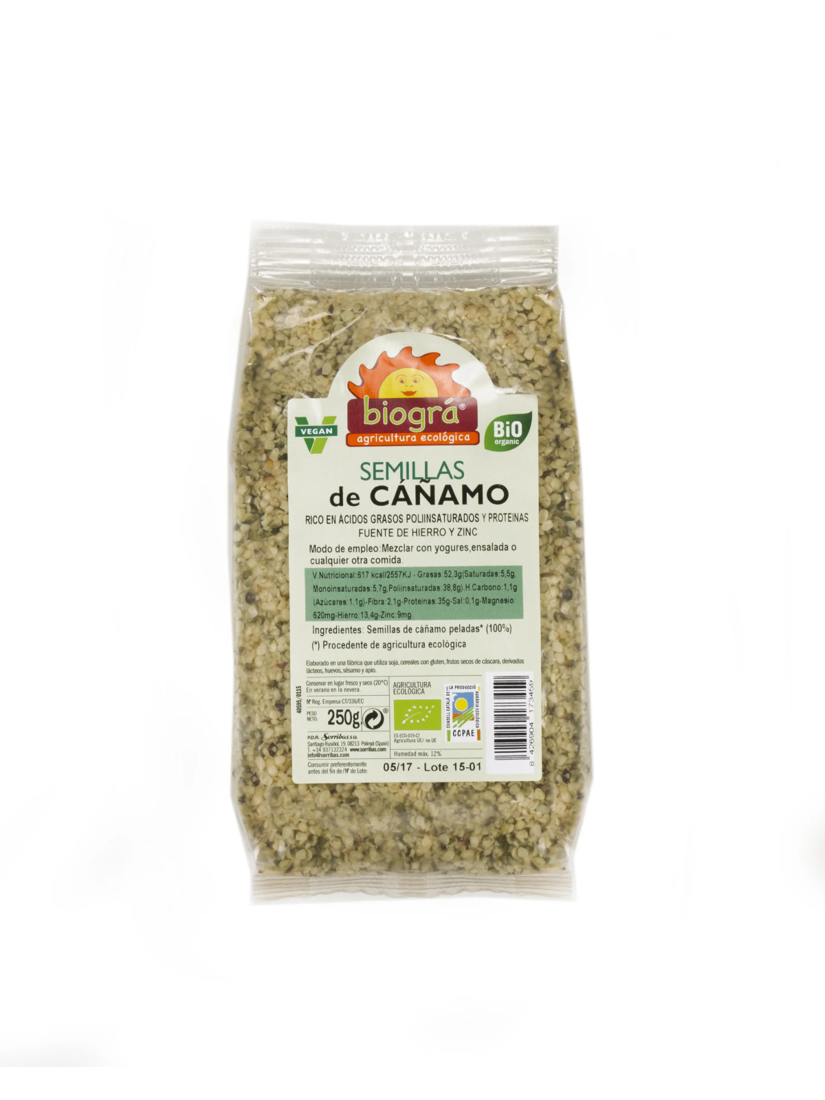 Biográ Graines de Chanvre Décortiquées 250g Bio