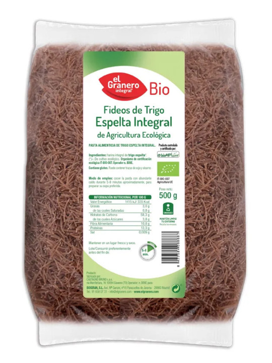 Granero Vermicelles Fins Épeautre Complet Bio 500g