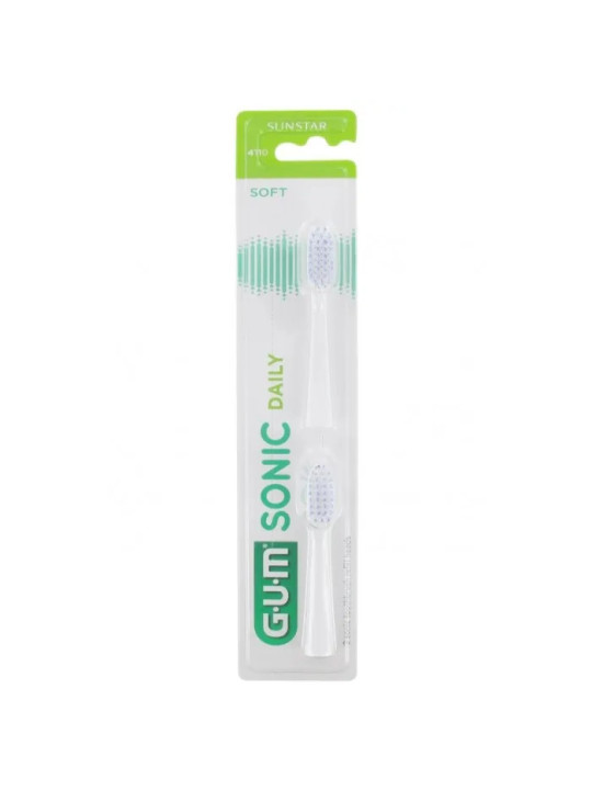 GUM Sonic Daily Recharges Brosse Blanche 2 Unités