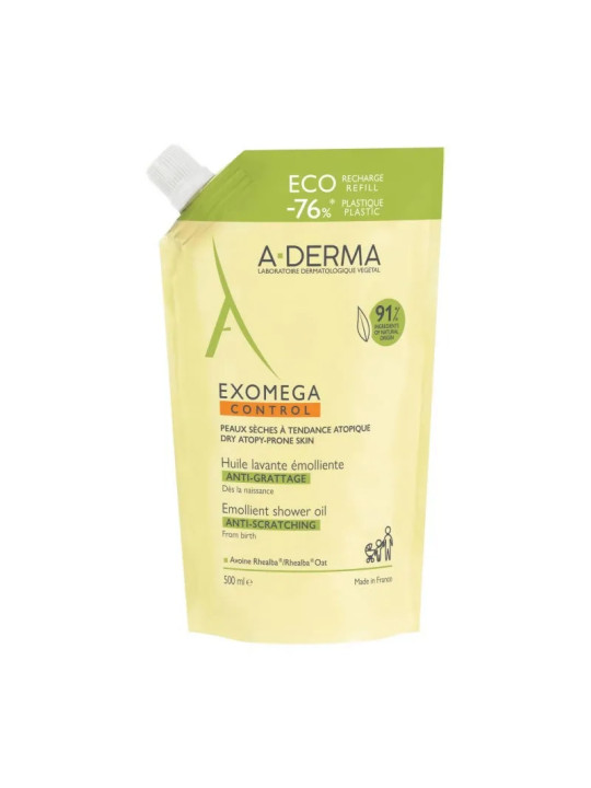 A-Derma Exomega Control Huile Lavante Émolliente Éco-Recharge 500ml