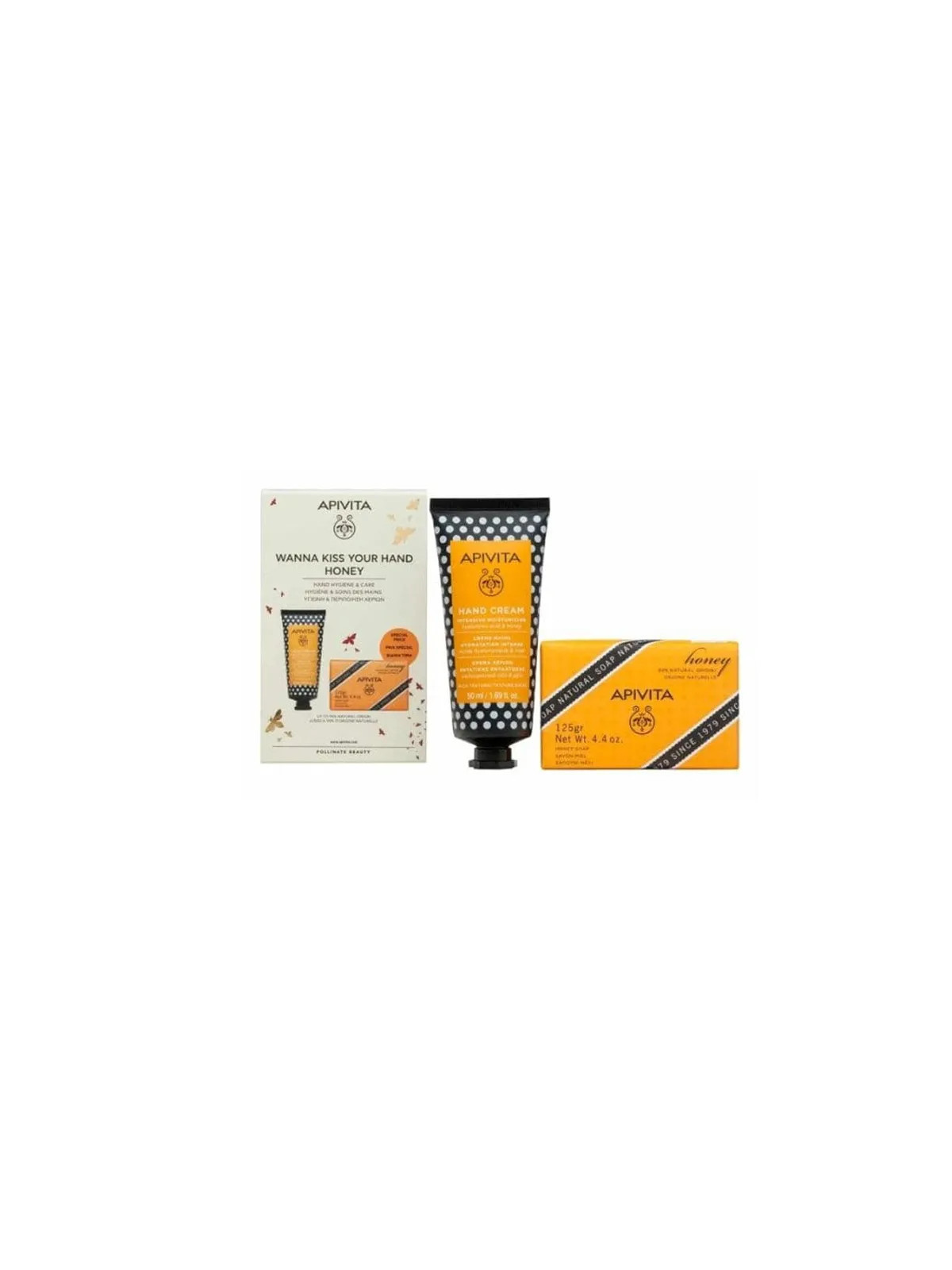Apivita Coffret Crème Mains au Miel 50g + Savon Solide Naturel 125g
